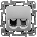 Розетка комбинированная Etika (RJ11+RJ45, cat.5e, UTP, под рамку, с/у, алюминий)