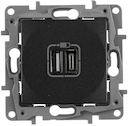 Розетка USB Etika (2xUSB, тип А-тип С, под рамку, с/у, антрацит)