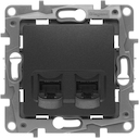 Розетка компьютерная Etika (2xRJ45, cat.5e, UTP, под рамку, с/у, антрацит)