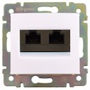 Розетка компьютерная Valena DIY (2xRJ45, захваты, UTP, Cat.5e, под рамку, с/у, белая)
