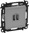 Розетка USB Valena Life (2xUSB, под рамку, с/у, алюминий)