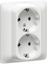Розетка двойная Galea Life (16 А, в сборе, шторки, з/к, с/у, white)