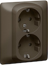 Розетка двойная Galea Life (16 А, в сборе, шторки, з/к, с/у, dark bronze)