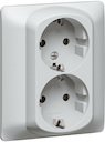 Розетка двойная Galea Life (16 А, в сборе, шторки, з/к, с/у, aluminium)