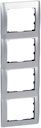 Рамка Galea Life 4 поста (вертикальная, metal brushed aluminium)