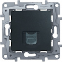 Розетка компьютерная Etika (RJ45, cat.6, UTP, под рамку, с/у, антрацит)