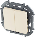 Legrand Inspiria 673621 выключатель двухклавишный для скрытого монтажа, цвет "Слоновая кость", номинальный ток 10 А, напряжение ~250В.