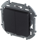 Legrand Inspiria 673623 выключатель двухклавишный для скрытого монтажа, цвет "Антрацит", номинальный ток 10 А, напряжение ~250В.