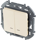 Legrand Inspiria 673631 выключатель двухклавишный с подсветкой/индикацией для скрытого монтажа, цвет "Слоновая кость", номинальный ток 10 А, напряжение ~250В