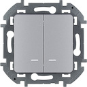 Legrand Inspiria 673632 выключатель двухклавишный с подсветкой/индикацией для скрытого монтажа, цвет "Алюминий", номинальный ток 10 А, напряжение ~250В