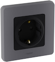Legrand Inspiria 673733 розетка с заземлением и интегрированными защитными шторками для скрытого монтажа, цвет "Антрацит". Максимальный ток 16 А, напряжение ~250В, максимальная мощность 3680 Вт.