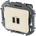 Legrand Inspiria 673761 зарядное устройство для скрытого монтажа , тип А-тип С, цвет "Слоновая кость". Напряжение ~240В/=5В, максимальный зарядный ток 3000 мА