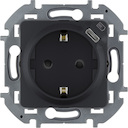 Legrand Inspiria 673773 комбинированная розетка 2К+З с зарядным устройством USB тип С для скрытого монтажа, цвет "Антрацит". Максимальный ток розетки 16АХ, напряжение розетки ~250В, напряжение зарядного устройства =5В, максимальный зарядный ток 1500 мА.