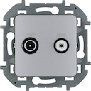 Legrand Inspiria 673882 розетка телевизионная-спутниковая для скрытого монтажа, для схемы "звезда", 1.5 дБ 4-2400 МГц / 2 дБ 4-2400 МГц, поддержка обратного питания для активных антенн до 500мА, цвет "Алюминий"