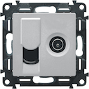 Крышка розетки комбинированной Valena Life (RJ11/RJ45+TV, алюминий)