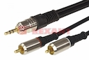 Шнур Стерео 3,5 мм - 2 RCA, длина 10 метров (GOLD- металл)  REXANT
