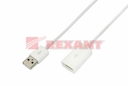 USB удлинитель  штекер USB A на гнездо USB A 1М белый