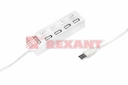 Разветвитель USB на 4 порта с переключателями белый REXANT