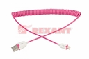 USB кабель универсальный microUSB шнур витой 1,5М розовый REXANT