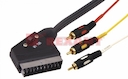 Шнур SCART шт - 3RCA шт  с переключателем  3М  (GOLD)  (круглый кабель)  REXANT