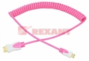 Шнуp mini HDMI - HDMI без фильтров, длина 2 метра, розовый, витой (GOLD)  REXANT