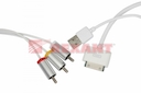 AV кабель для iPhone 4 на 3RCA и USB для передачи фото и видео
