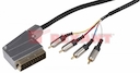 Шнур SCART - 4 RCA с переключателем, длина 1,5 метра (GOLD- металл)  REXANT