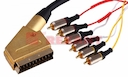 Шнур SCART - 6 RCA с переключателем, длина 1,5 метра (GOLD- металл)  REXANT
