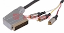 Шнур SCART - 3 RCA с переключателем, длина 3 метра (GOLD- металл)  REXANT