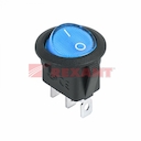 Выключатель клавишный круглый 12V 20А (3с) ON-OFF синий  с подсветкой  (RWB-214)  REXANT