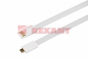USB кабель microUSB, плоский силиконовый шнур, белый REXANT