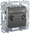 UNICA TOP РОЗЕТКА R-TV/SAT, проходная, ГРАФИТ