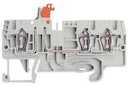 Terminal block, blade disconnect, 3 points, 2,5mm2 spring, grey