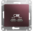 GLOSSA USB РОЗЕТКА A+A, 5В/2,1 А, 2х5В/1,05 А, механизм, БАКЛАЖАНОВЫЙ