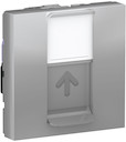 UNICA MODULAR розетка компьютерная,RJ45,одиночная, кат.6 STP,2 модуля,алюминий
