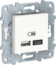 UNICA NEW РОЗЕТКА USB, 2-местная, тип А+С, 5 В / 2400 мА, БЕЛЫЙ