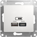 USB РОЗЕТКА A+С, мех, БЕЛЫЙ