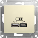 USB РОЗЕТКА A+С, мех, БЕЖЕВЫЙ
