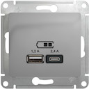 USB РОЗЕТКА A+С, мех, АЛЮМИНИЙ
