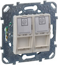 UNICA РОЗЕТКА компьютерная, RJ45, двойная, с полем для надписи, кат. 5е, БЕЖЕВЫЙ