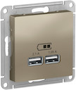 ATLASDESIGN USB РОЗЕТКА A+A, 5В/2,1 А, 2х5В/1,05 А, механизм, ШАМПАНЬ