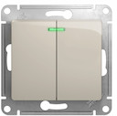 GLOSSA 2-клавишный ВЫКЛЮЧАТЕЛЬ с подсветкой,сх.5а,10AX, механизм, МОЛОЧНЫЙ