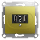 GLOSSA USB РОЗЕТКА, 5В /1400 мА, 2 х 5В /700 мА, механизм, ФИСТАШКОВЫЙ