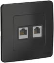 BLANCA С/У РОЗЕТКА двойная: комп.RJ45, кат.5E + телефон. RJ11, АНТРАЦИТ