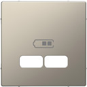 MERTEN D-Life ЦЕНТРАЛЬНАЯ НАКЛАДКА для USB механизма 2,1А, НИКЕЛЬ