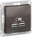 ATLASDESIGN USB РОЗЕТКА A+A, 5В/2,1 А, 2х5В/1,05 А, механизм, МОККО
