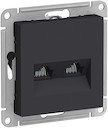 Розетка компьютерная AtlasDesign (2xRJ45, под рамку, с/у, карбон)