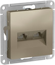 Розетка компьютерная AtlasDesign (2xRJ45, под рамку, с/у, шампань)