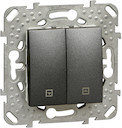 UNICA TOP ВЫКЛЮЧАТЕЛЬ 2-клавишный, для жалюзи, без фиксации, 2 х сх. 4, ГРАФИТ