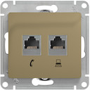 GLOSSA РОЗЕТКА двойная RJ11+RJ45, кат.5E, механизм, ТИТАН